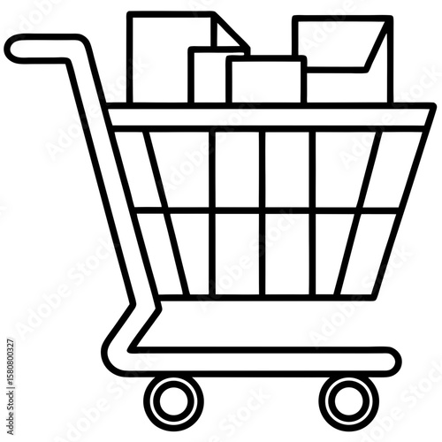 Digital Medicine Cart Line Art Illustration