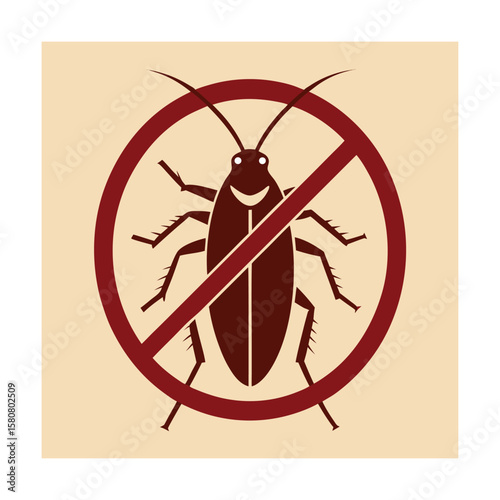 Crossed Out Cockroach Icon for Anti Pest Signs