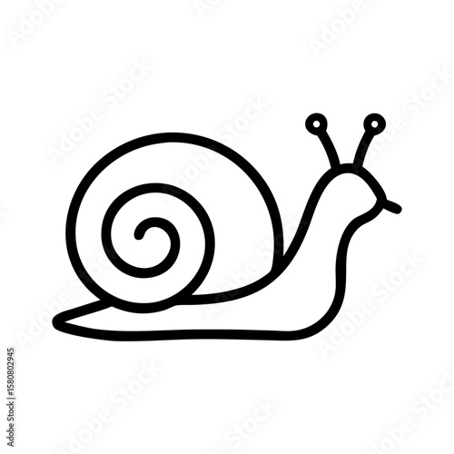 Simple line drawing of a snail with spiral shell  