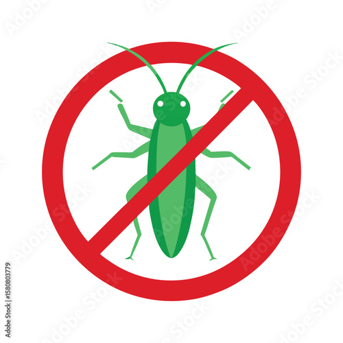 No Grasshoppers Prohibited Icon with Red Warning