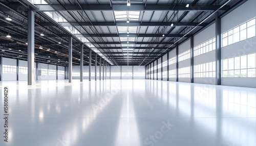 Empty modern industrial warehouse interior