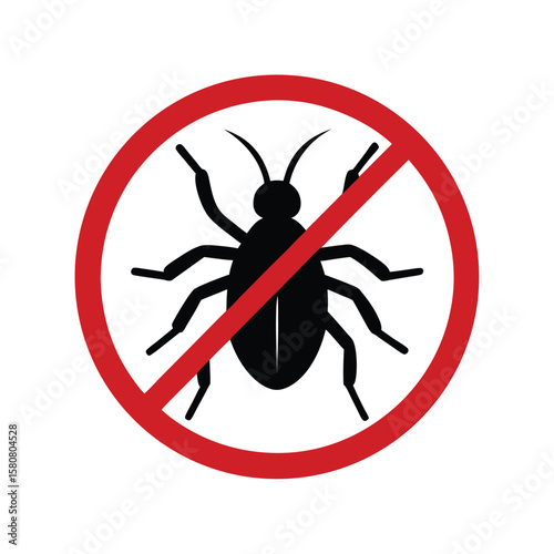 No Louse Warning Icon with Crossed Out Red Sign