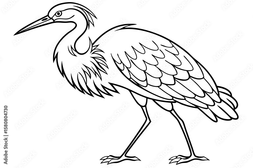 Fototapeta premium coloring page line art the heron black vector