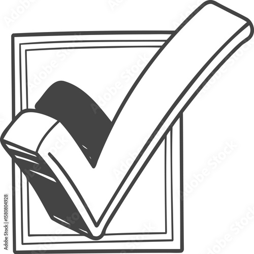 Hand-Drawn Checkmark in Square Box Illustration