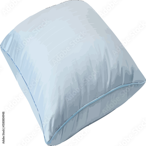 Plush Light Blue Pillow on White Background