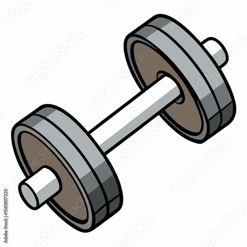 Single chrome dumbbell with black grip isolated on white background