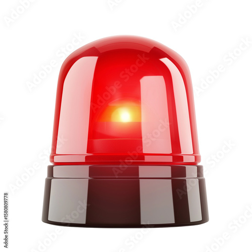 3D Render of Red Alert Siren on White Background