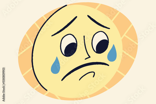 Sad face emoji with frown and teardrop, representing unhappiness or emotion.