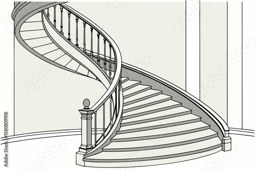 Round stairs image or diagram showing circular staircase design in architecture.