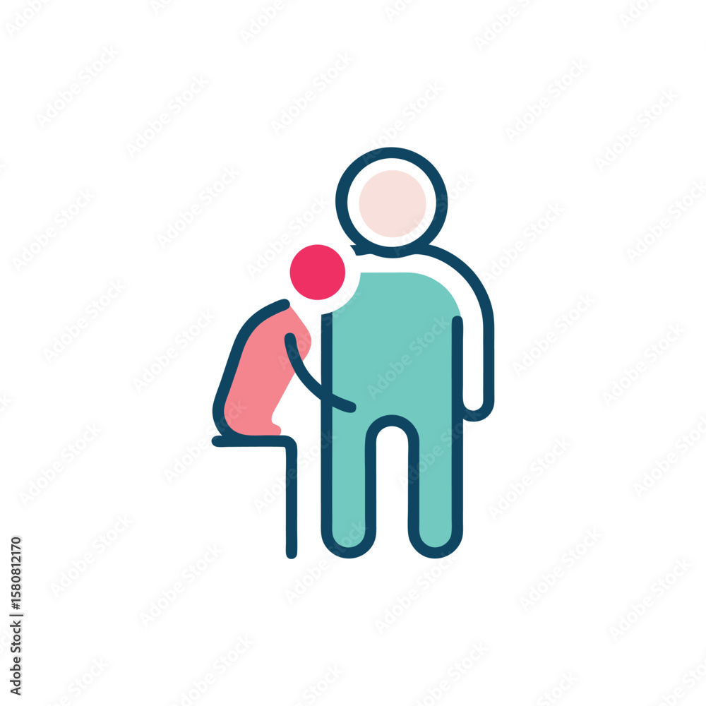 Obraz premium Elderly Rehab Support Physiotherapy Icon