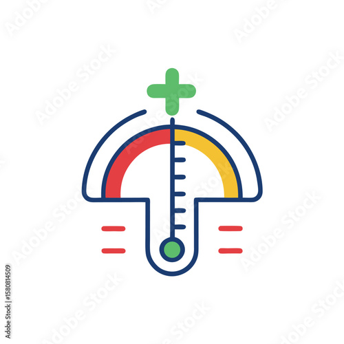 physiotherapy line color icon pain scale meter
