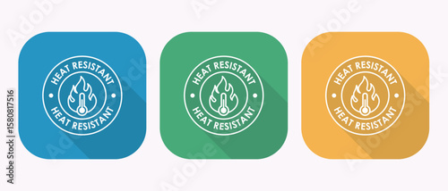 Heat Resistant Symbols in Blue Green and Yellow Circle Product Quality Assurance