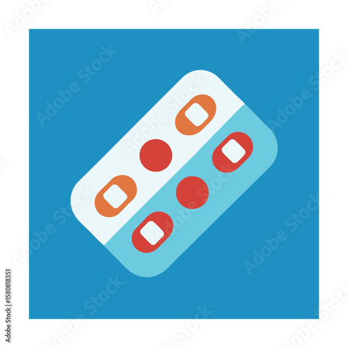 Blister Pack Icon with Missing Tablets for Medicine Concept