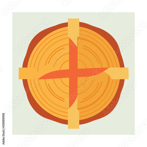 Pine Wood Cross Cut Illustration with Subtle Resin