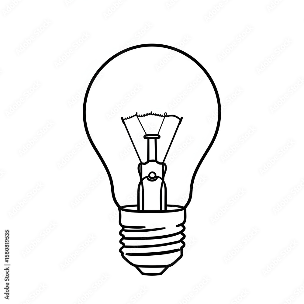 Light bulb line art isolated on white background vector illustration Light bulb line art isolated on white background vector illustration