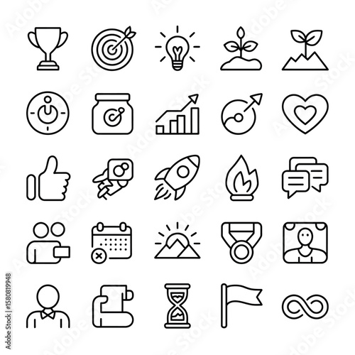 Seamless Horizontal Line Icon Set A versatile collection of graphical elements for design emphasizing simplicity and visual consistency across various applications