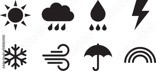 Basic Weather Conditions and Forecast Icons Set