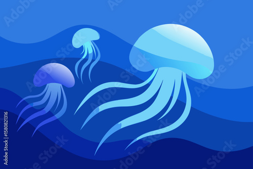 vector illustration of a blue jellyfish