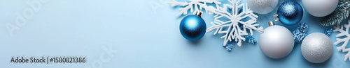 Blue Christmas background with copy space banner