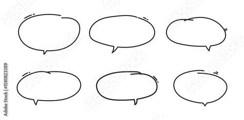 Hand-drawn oval speech bubble collection.