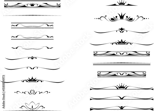 black and white set of delimiters for text, dividers