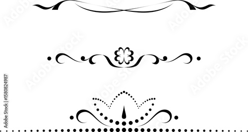 black and white set of delimiters for text, dividers