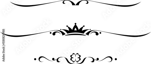 black and white set of delimiters for text, dividers