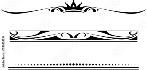 black and white set of delimiters for text, dividers