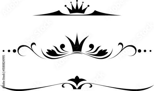 black and white set of delimiters for text, dividers