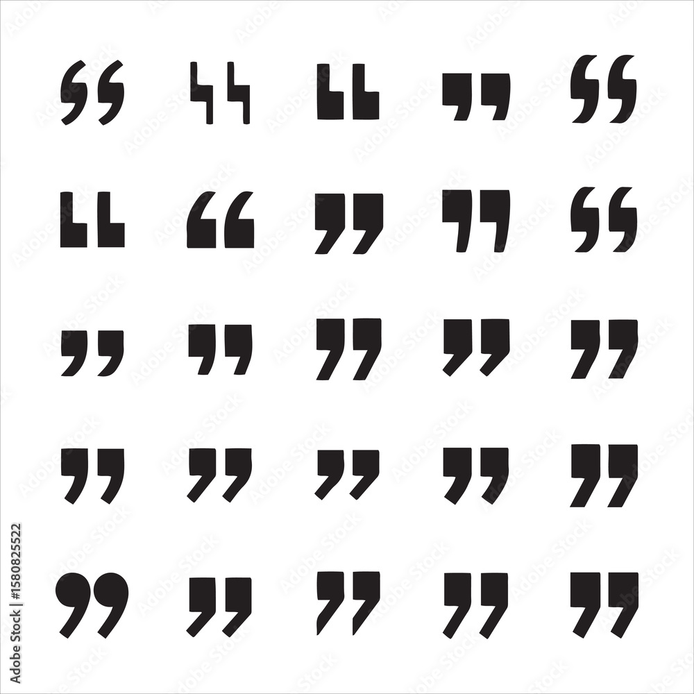Collection of various quotation mark styles and designs Collection of various quotation mark styles and designs
