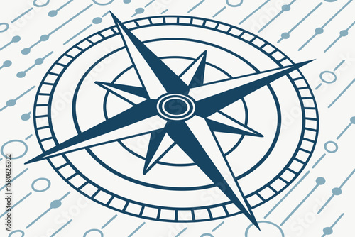 An abstract compass design fused with NATO's emblem and binary code background