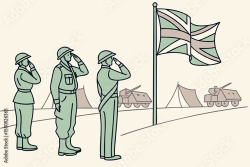 Military personnel saluting during NATO joint exercises on foreign soil