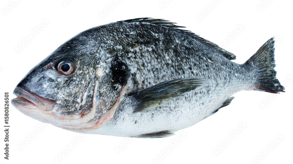 Fototapeta premium Fresh fish on a white isolated background for culinary purposes.