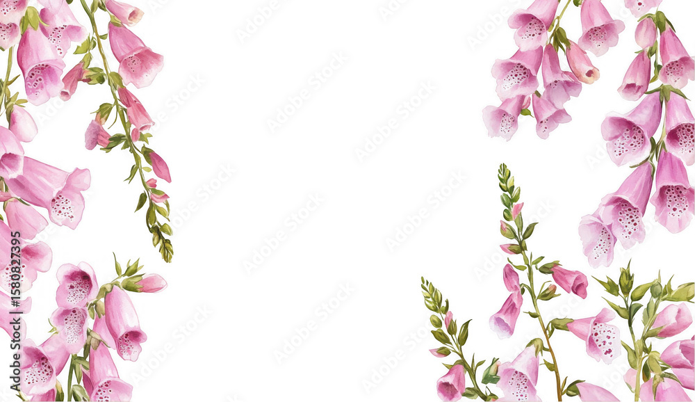 Fototapeta premium Pink Flower Frame on Black Background