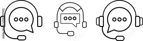 Customer support icon. customer service icon. Contact support agent button. Customer support chat sign. customer service, call center, hotline. Line and Solid icon collection
