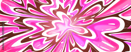 Expression bubble gum explosion. Neon vibrant pink splash, cartoon comic manga effect with light. Liquid banner for design, vector decorative background