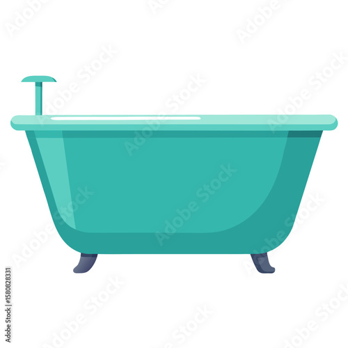 A sleek modern freestanding bathtub with a clean minimalist shape isolated on white background