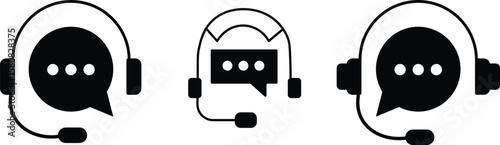 Customer support icon. customer service icon. Contact support agent button. Customer support chat sign. customer service, call center, hotline. Line and Solid icon collection
