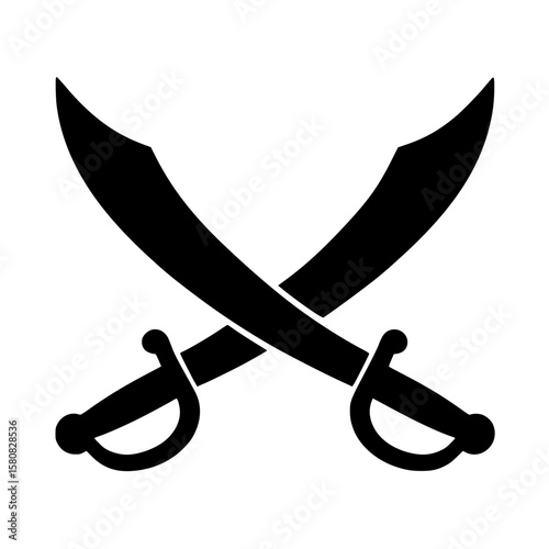Crossed Swords Silhouette on White Background