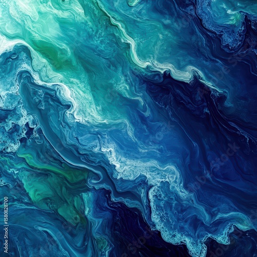 Wallpaper Mural Smooth oil patterns mimicking gentle ocean waves in deep sapphire and emerald hues rhythmic and isolated Torontodigital.ca