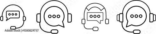 Customer support icon. customer service icon. Contact support agent button. Customer support chat sign. customer service, call center, hotline. Line and Solid icon collection
