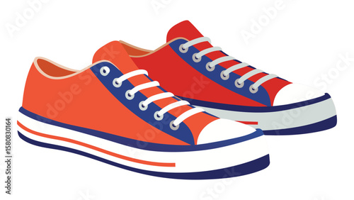Sport shoes isolated on white background showing a pair of casual sneakers for running and walking
