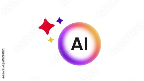 Animated AI Button - Interactive AI Icon with Dynamic Motion Effects. 4k loop animation
