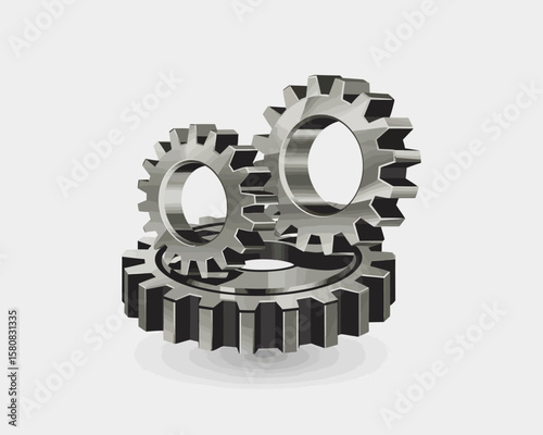Three Metallic Gears Interlocking in a Precise Mechanical Arrangement.