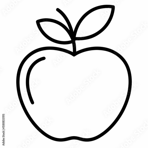 Fresh Red Apple Line Art Illustration, Simple Fruit Design, Clean Vector Graphic