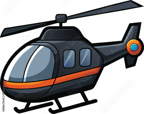 Flying military helicopter vector illustration isolated on white