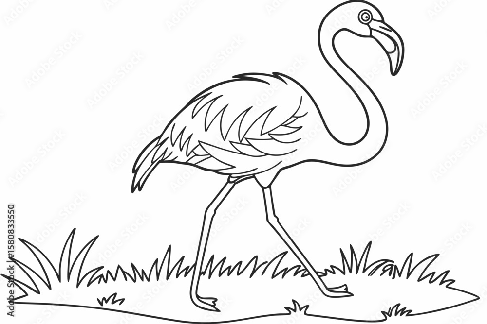 Obraz premium coloring page line art the flamingo black vector