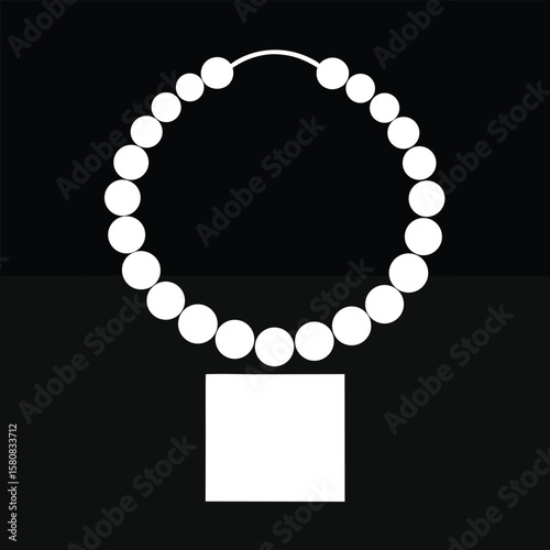Black and white blank heart frame illustration with pearl necklace design
