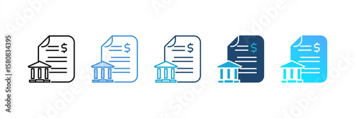 Bank Statement icon set multiple style collection