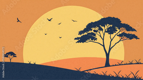 Geometric Minimalism is a clean visual style using simple shapes and limited colors to create modern, balanced compositions inspired by nature and abstract forms.